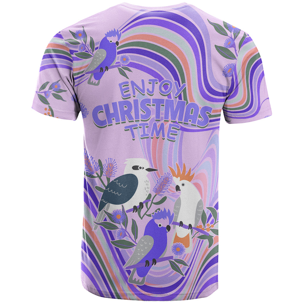 Australia Hippie Christmas T Shirt Cockatoo Kookaburra with Wattle Violet Pastel Color LT9 - Vibe Hoodie Shop