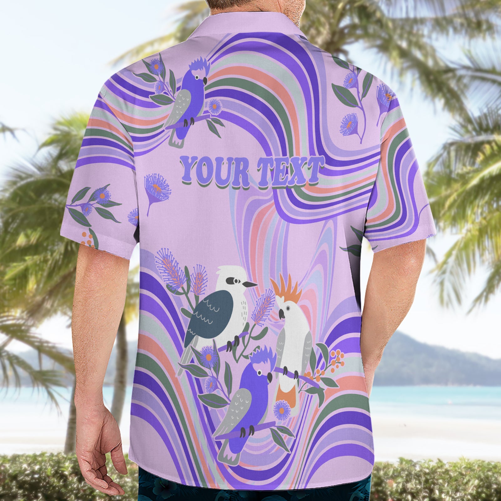 Personalised Australia Hippie Christmas Hawaiian Shirt Cockatoo Kookaburra with Wattle Violet Pastel Color - Vibe Hoodie Shop