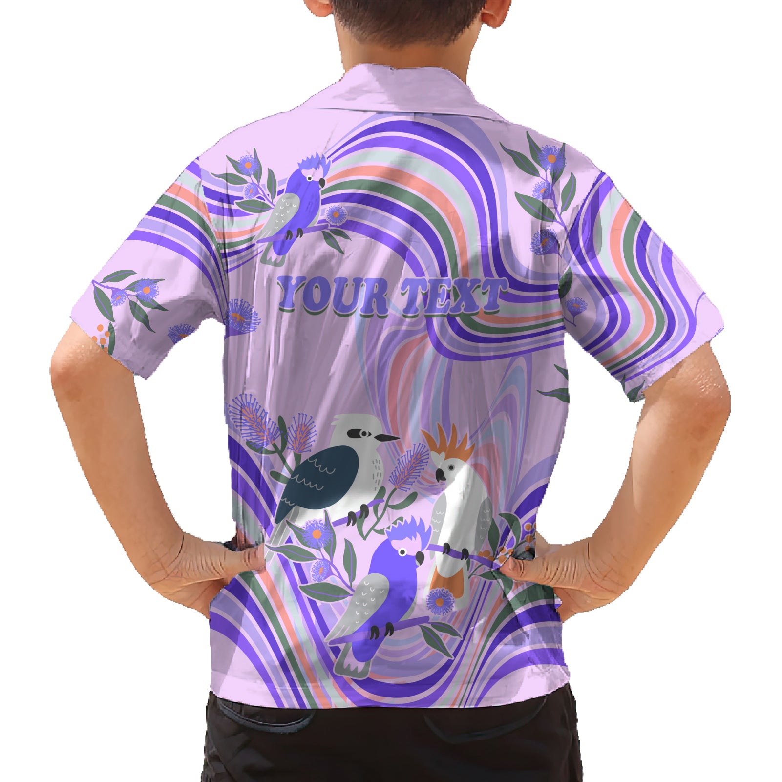 Personalised Australia Hippie Christmas Hawaiian Shirt Cockatoo Kookaburra with Wattle Violet Pastel Color - Vibe Hoodie Shop