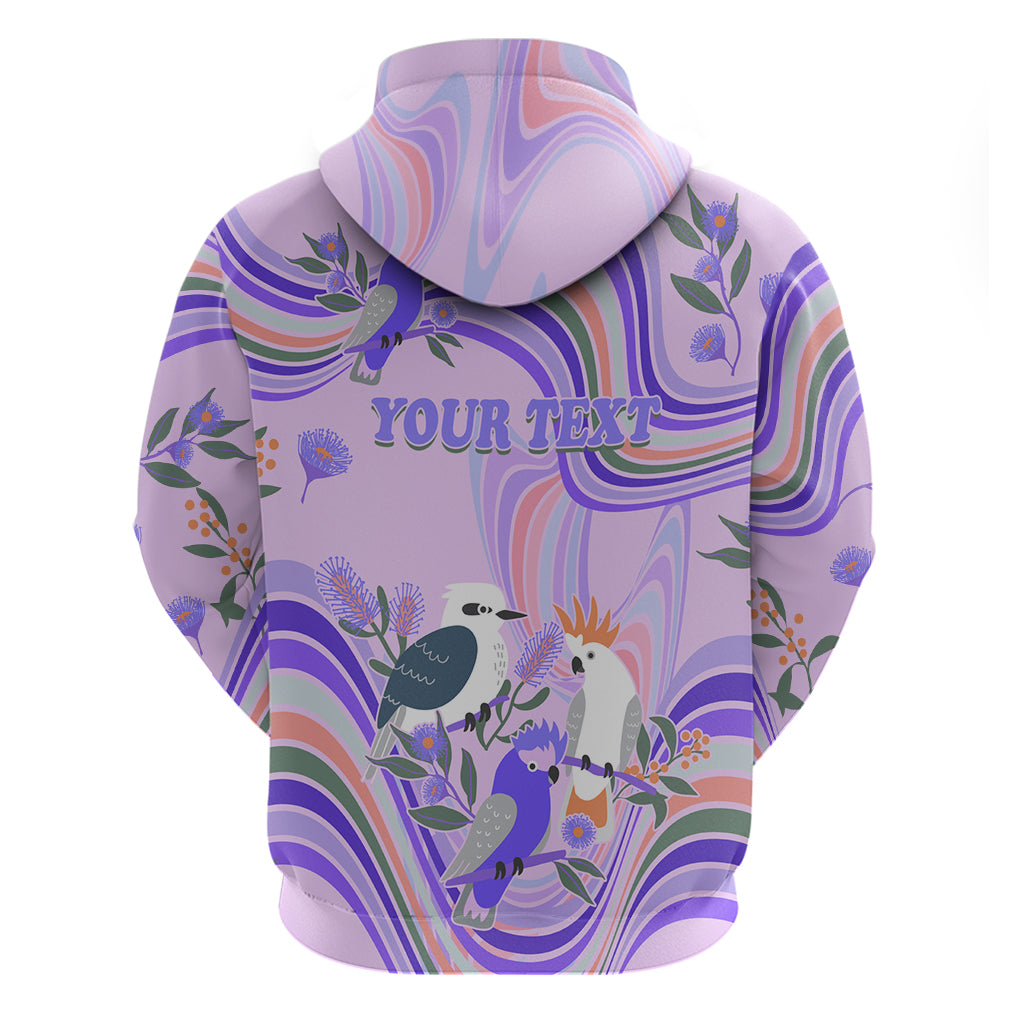 Personalised Australia Hippie Christmas Hoodie Cockatoo Kookaburra with Wattle Violet Pastel Color LT9 - Vibe Hoodie Shop