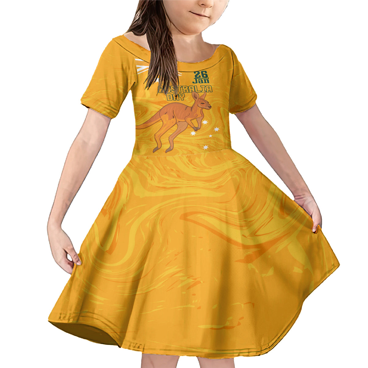 Personalised Matildas Australia Day Family Matching Mermaid Dress and Hawaiian Shirt Proud To Be Tillies Gold Version