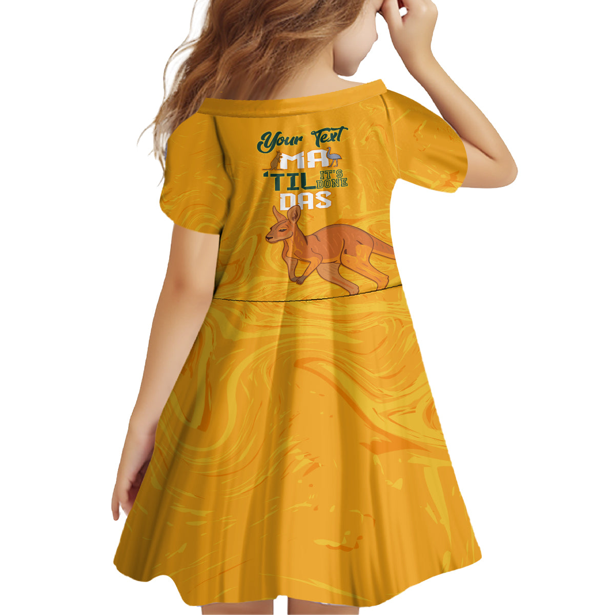 Personalised Matildas Australia Day Family Matching Off Shoulder Long Sleeve Dress and Hawaiian Shirt Proud To Be Tillies Gold Version