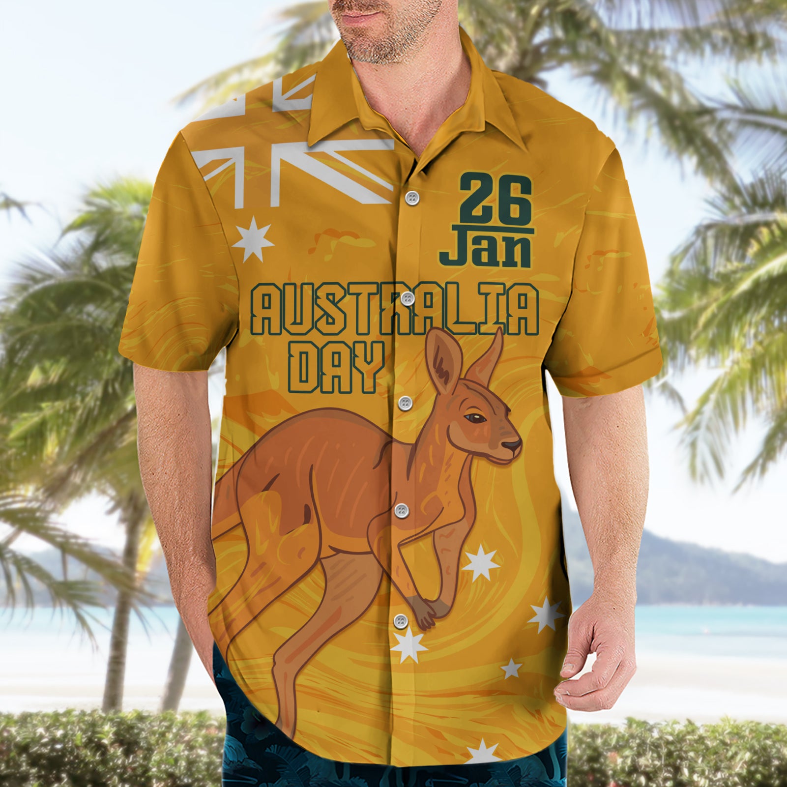 Personalised Matildas Australia Day Hawaiian Shirt Proud To Be Tillies Gold Version - Vibe Hoodie Shop