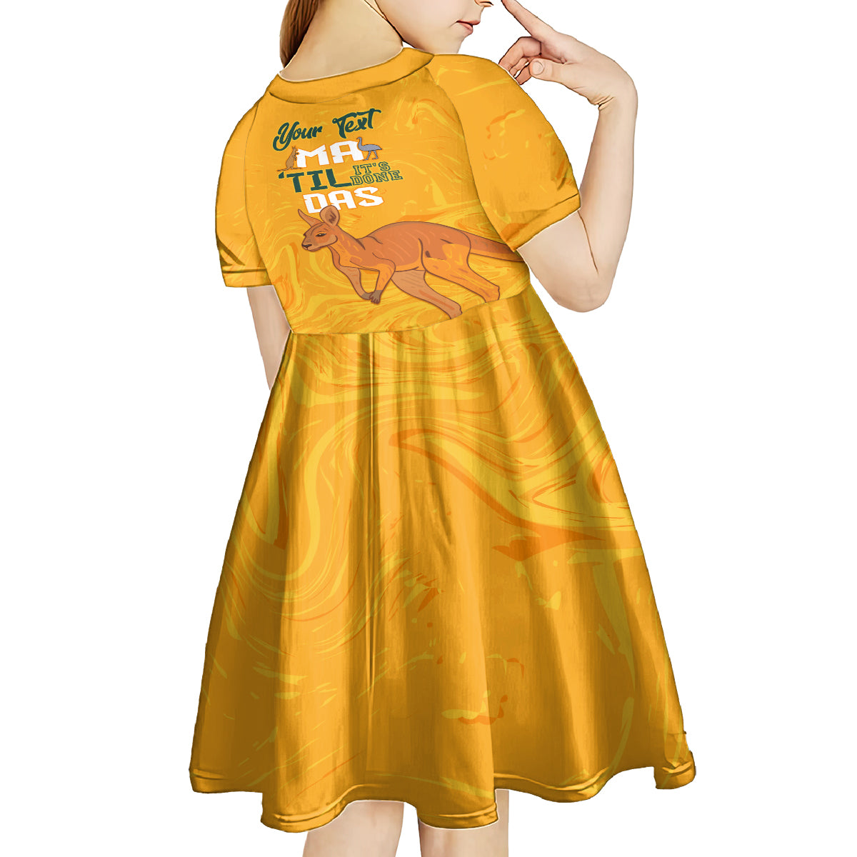 Personalised Matildas Australia Day Kid Short Sleeve Dress Proud To Be Tillies Gold Version - Vibe Hoodie Shop