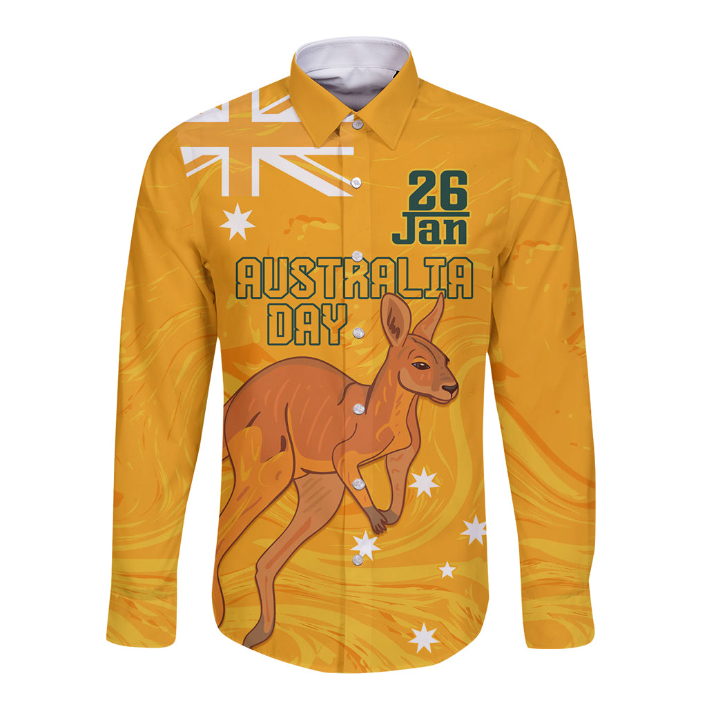 Personalised Matildas Australia Day Long Sleeve Button Shirt Proud To Be Tillies Gold Version - Vibe Hoodie Shop