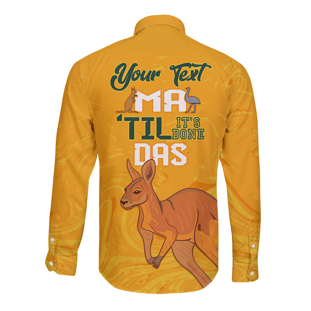 Personalised Matildas Australia Day Long Sleeve Button Shirt Proud To Be Tillies Gold Version - Vibe Hoodie Shop