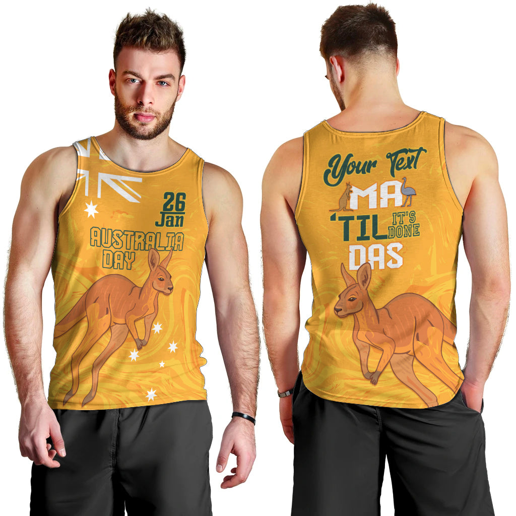 Personalised Matildas Australia Day Men Tank Top Proud To Be Tillies Gold Version - Vibe Hoodie Shop