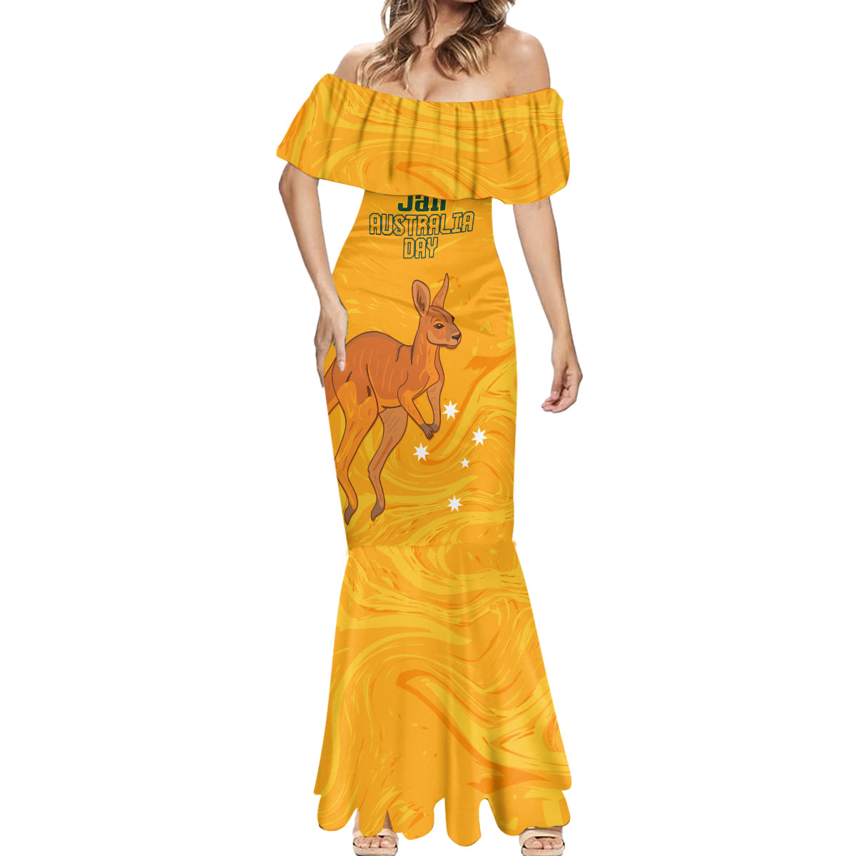 Personalised Matildas Australia Day Mermaid Dress Proud To Be Tillies Gold Version