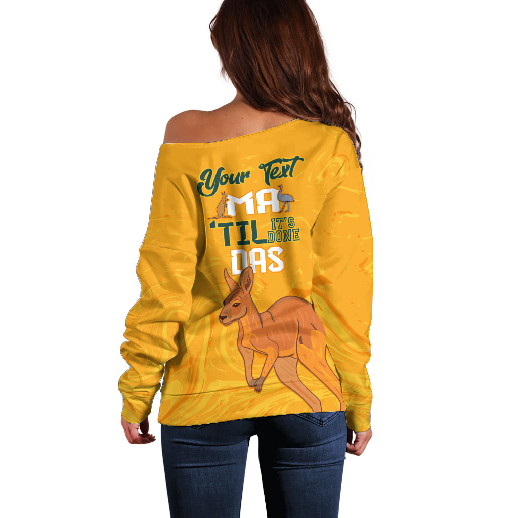 Personalised Matildas Australia Day Off Shoulder Sweater Proud To Be Tillies Gold Version - Vibe Hoodie Shop