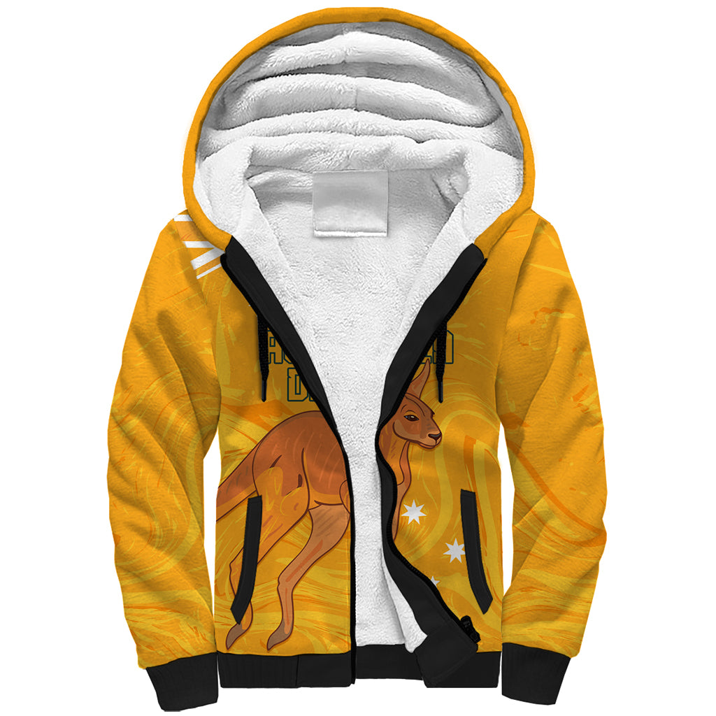 Personalised Matildas Australia Day Sherpa Hoodie Proud To Be Tillies Gold Version - Vibe Hoodie Shop