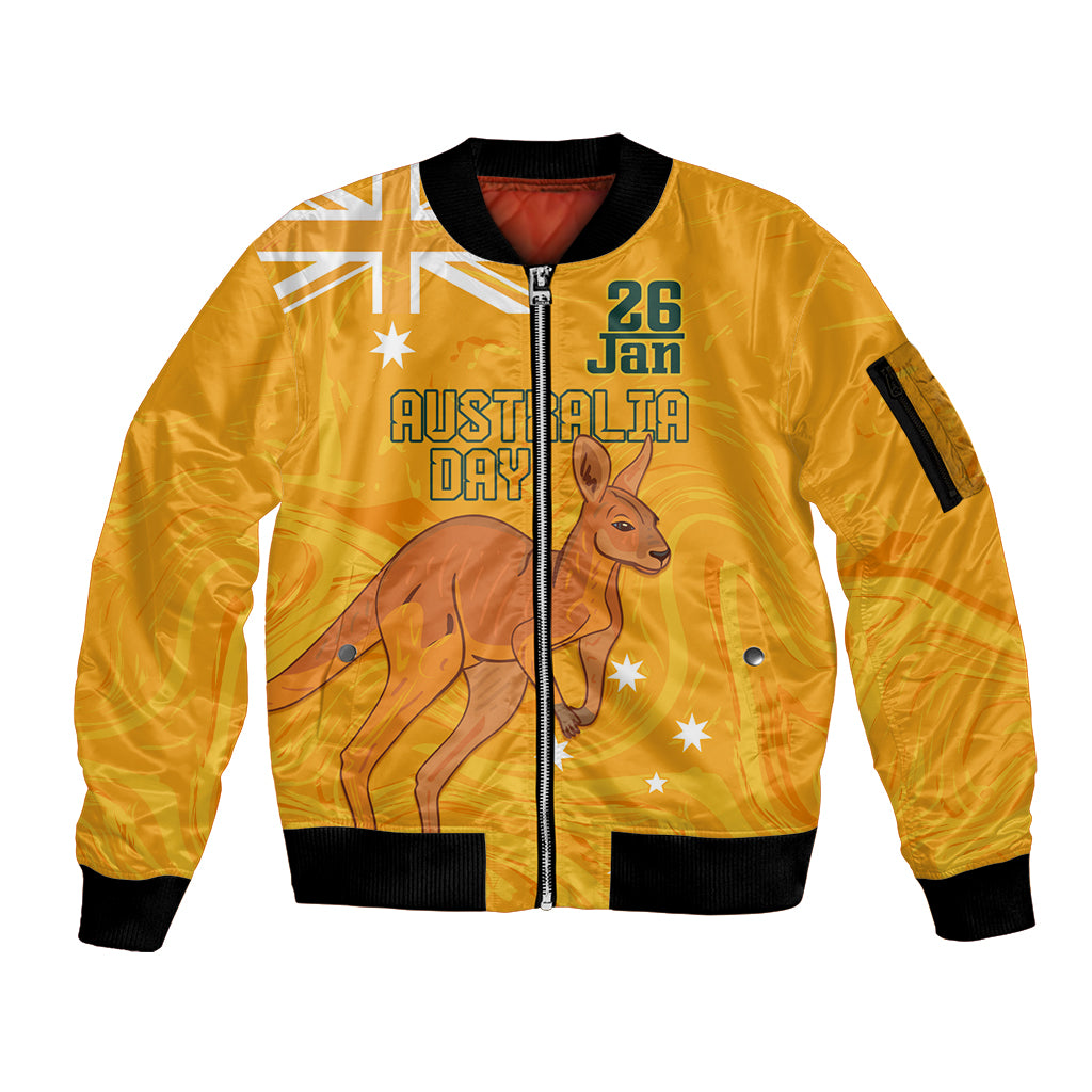 Personalised Matildas Australia Day Sleeve Zip Bomber Jacket Proud To Be Tillies Gold Version