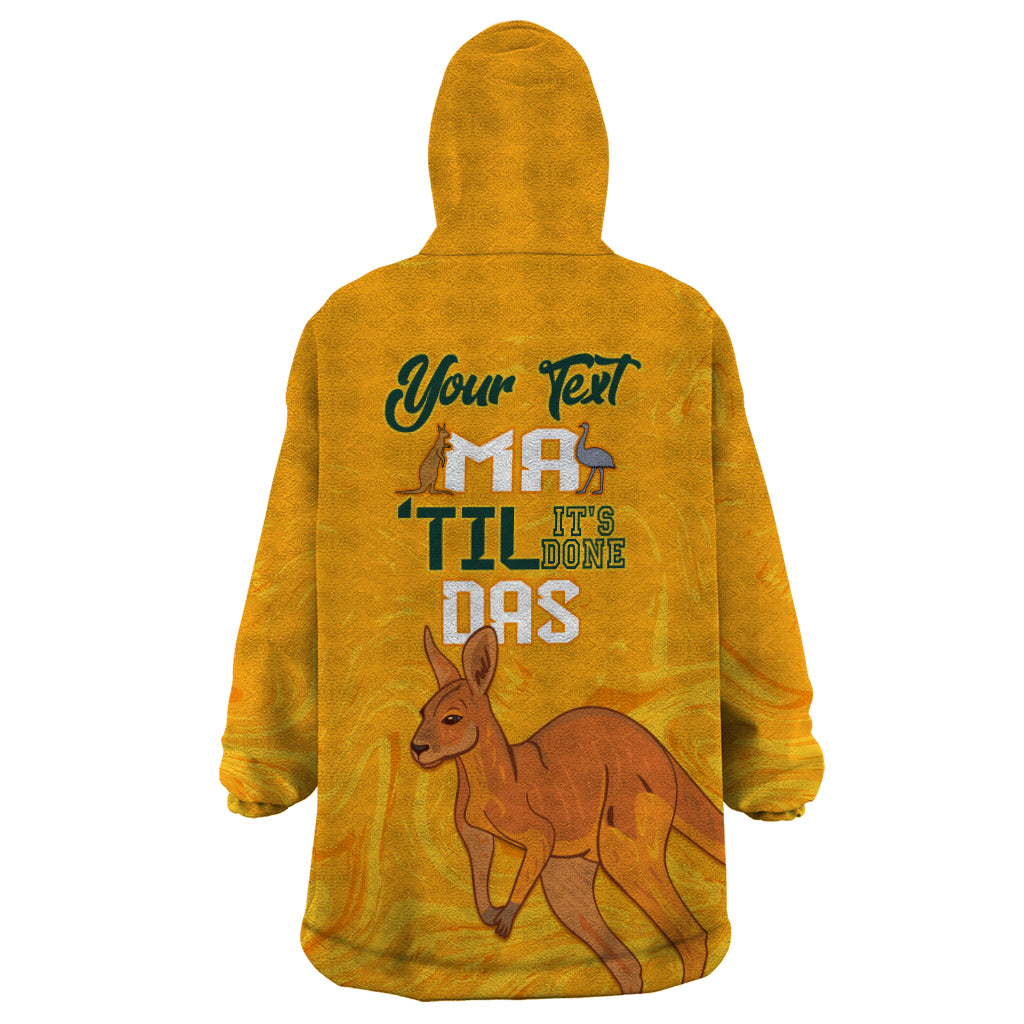 Personalised Matildas Australia Day Wearable Blanket Hoodie Proud To Be Tillies Gold Version - Vibe Hoodie Shop