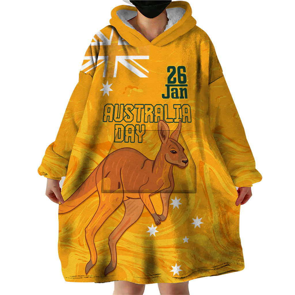 Personalised Matildas Australia Day Wearable Blanket Hoodie Proud To Be Tillies Gold Version - Vibe Hoodie Shop