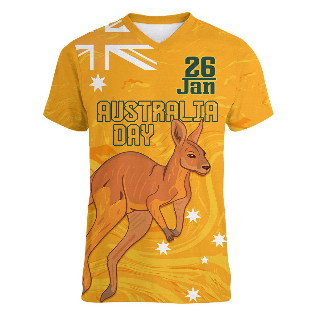 Personalised Matildas Australia Day Women V Neck T Shirt Proud To Be Tillies Gold Version - Vibe Hoodie Shop