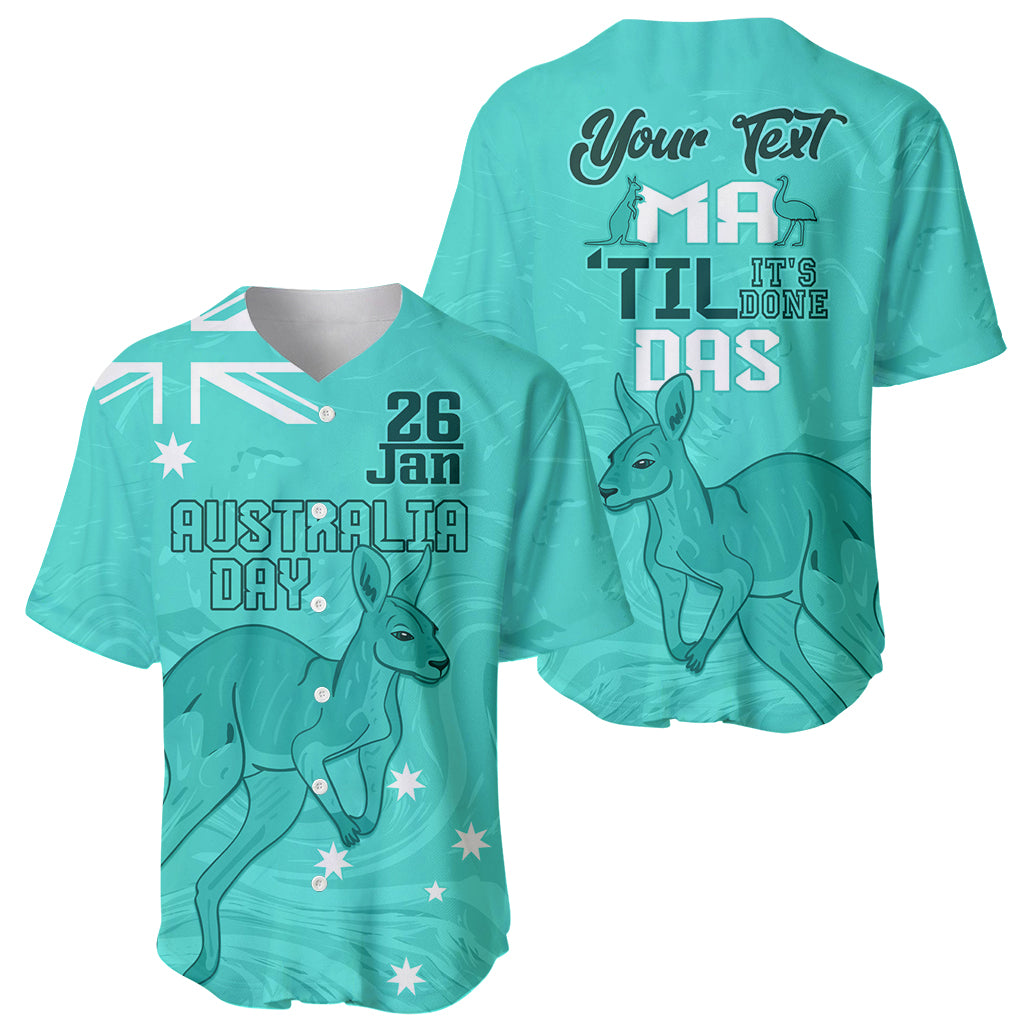 Personalised Matildas Australia Day Baseball Jersey Proud To Be Tillies Turquoise Version - Vibe Hoodie Shop