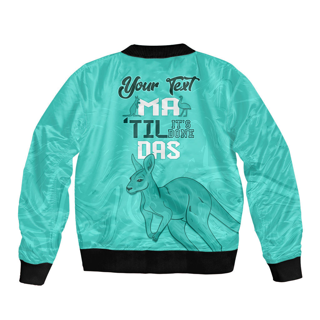 Personalised Matildas Australia Day Bomber Jacket Proud To Be Tillies Turquoise Version - Vibe Hoodie Shop