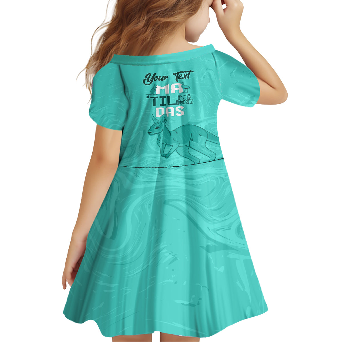 Personalised Matildas Australia Day Family Matching Long Sleeve Bodycon Dress and Hawaiian Shirt Proud To Be Tillies Turquoise Version