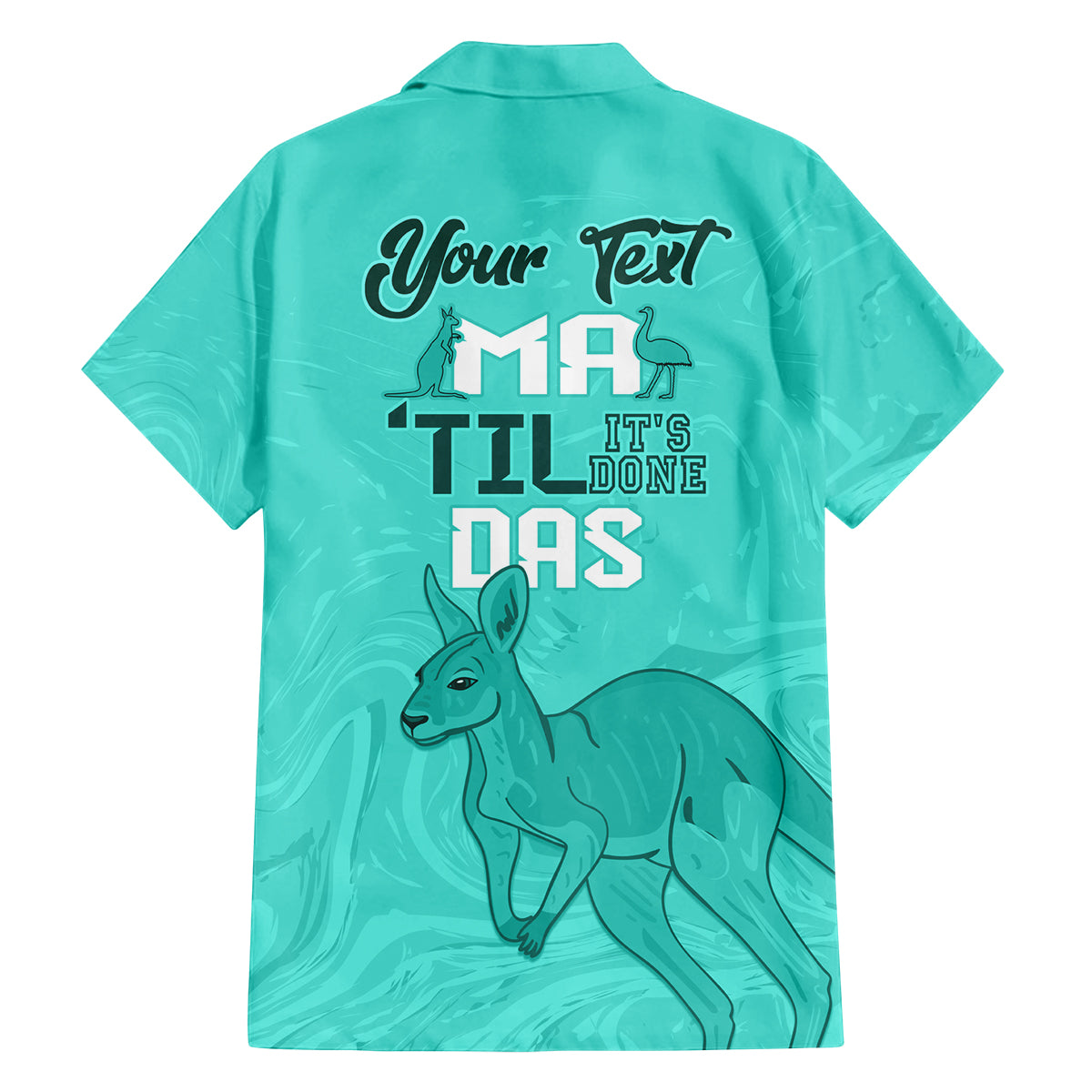 Personalised Matildas Australia Day Family Matching Long Sleeve Bodycon Dress and Hawaiian Shirt Proud To Be Tillies Turquoise Version