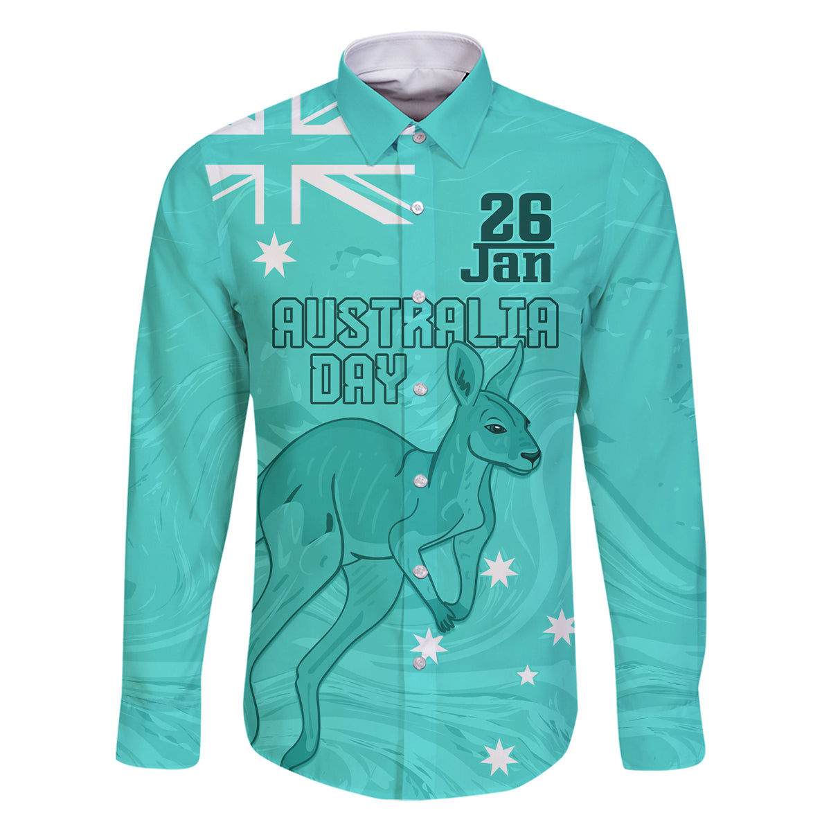 Personalised Matildas Australia Day Family Matching Long Sleeve Bodycon Dress and Hawaiian Shirt Proud To Be Tillies Turquoise Version