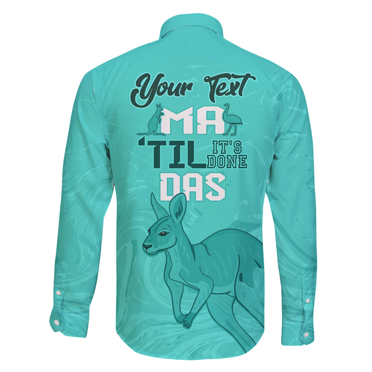 Personalised Matildas Australia Day Family Matching Long Sleeve Bodycon Dress and Hawaiian Shirt Proud To Be Tillies Turquoise Version