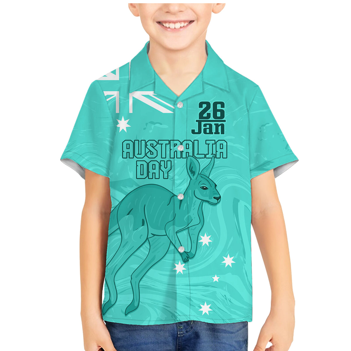 Personalised Matildas Australia Day Family Matching Mermaid Dress and Hawaiian Shirt Proud To Be Tillies Turquoise Version