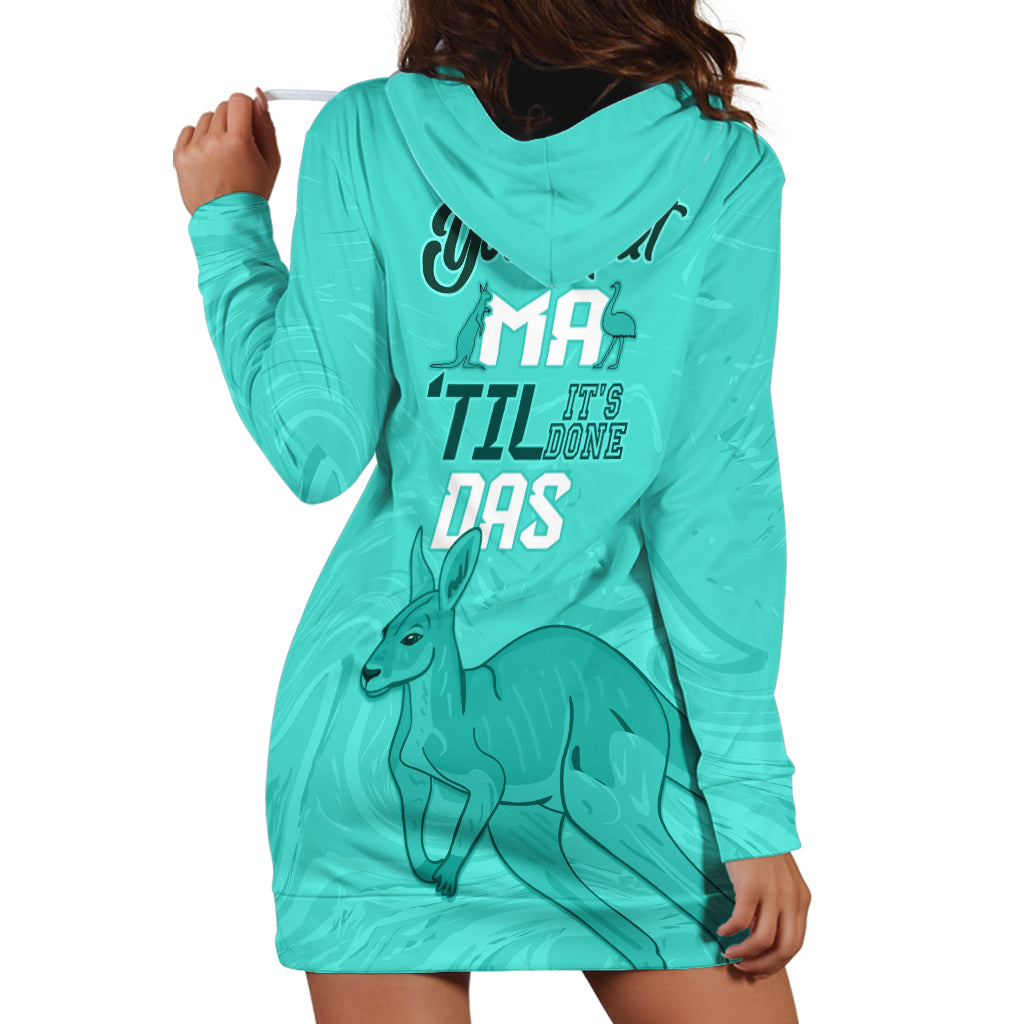 Personalised Matildas Australia Day Hoodie Dress Proud To Be Tillies Turquoise Version - Vibe Hoodie Shop