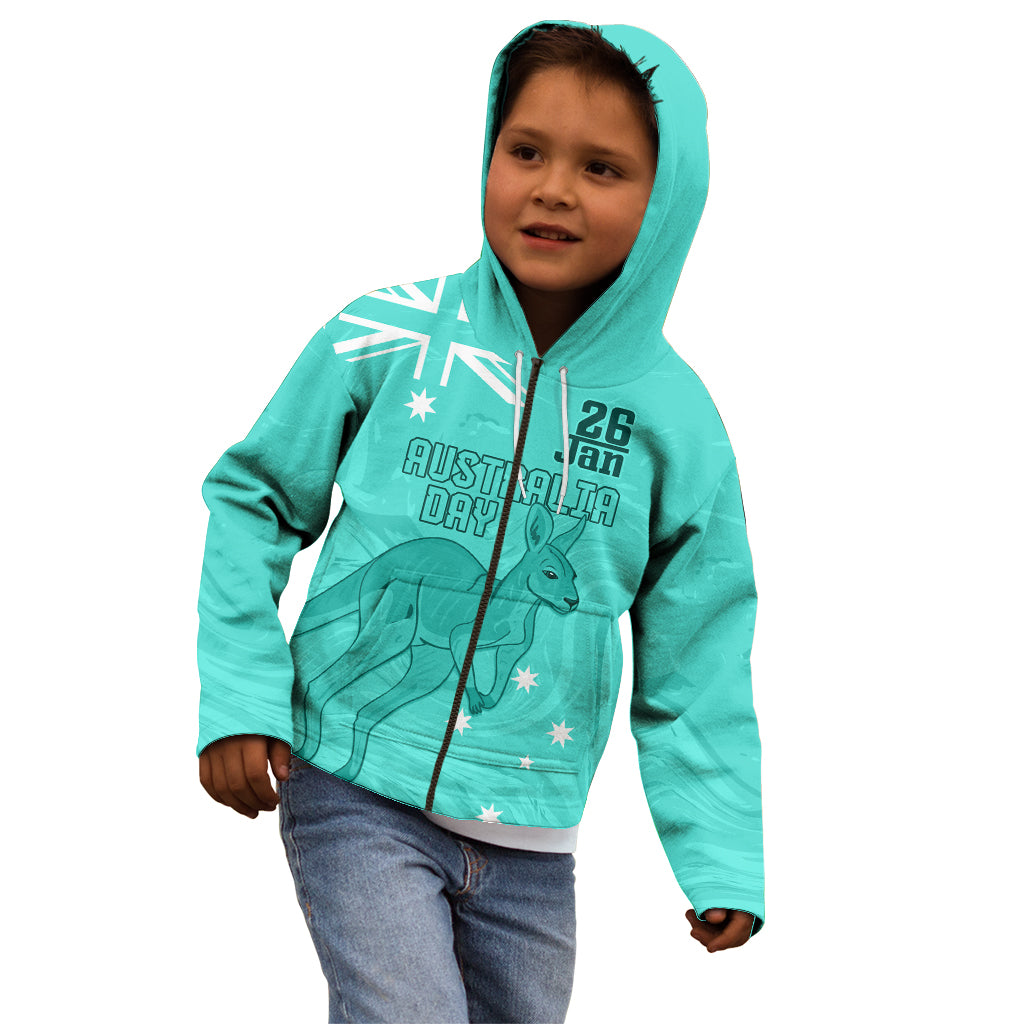 Personalised Matildas Australia Day Kid Hoodie Proud To Be Tillies Turquoise Version - Vibe Hoodie Shop