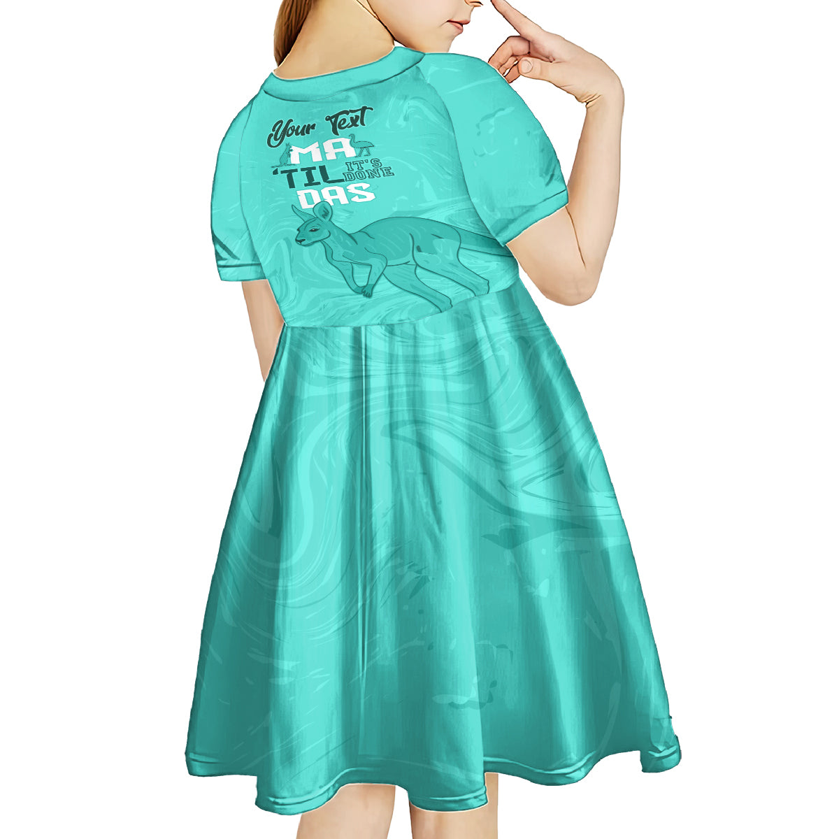 Personalised Matildas Australia Day Kid Short Sleeve Dress Proud To Be Tillies Turquoise Version - Vibe Hoodie Shop