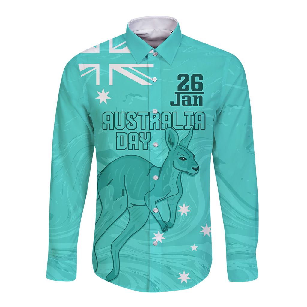 Personalised Matildas Australia Day Long Sleeve Button Shirt Proud To Be Tillies Turquoise Version - Vibe Hoodie Shop