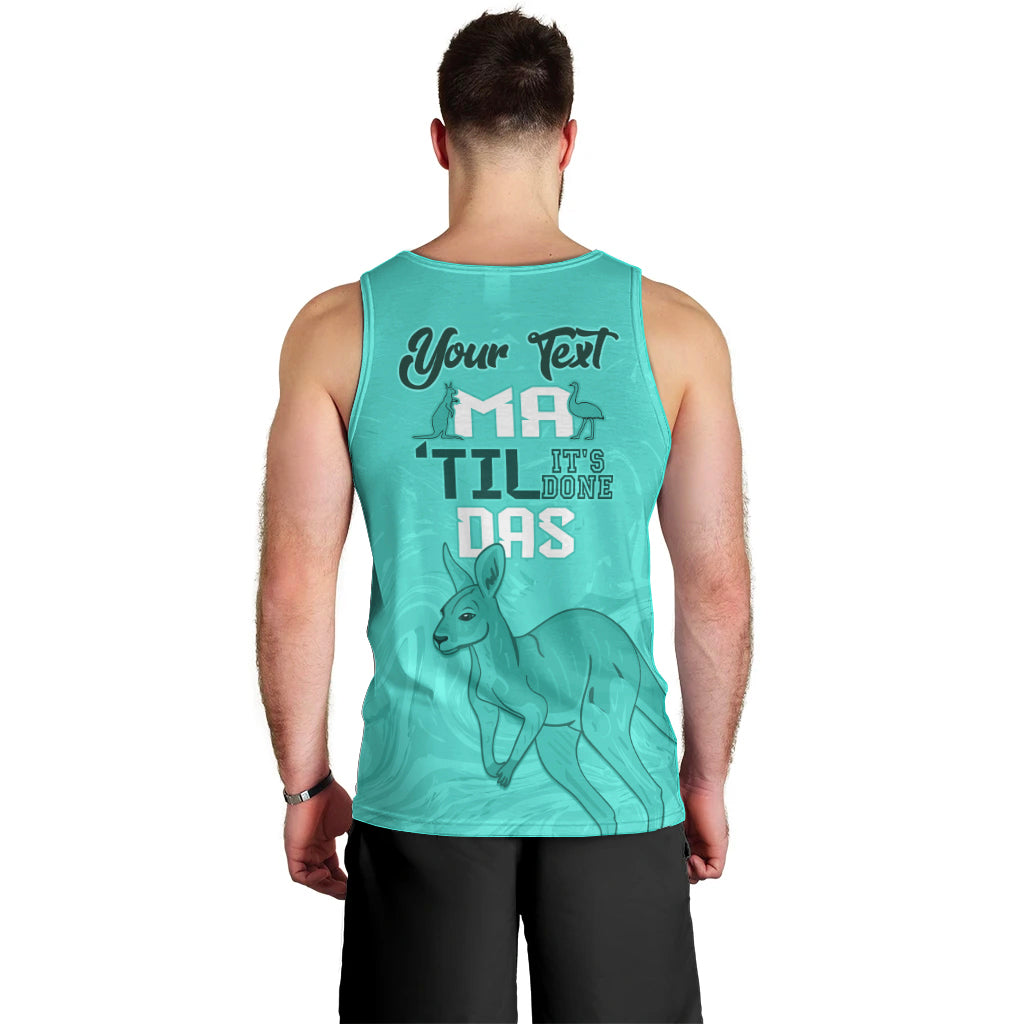 Personalised Matildas Australia Day Men Tank Top Proud To Be Tillies Turquoise Version - Vibe Hoodie Shop