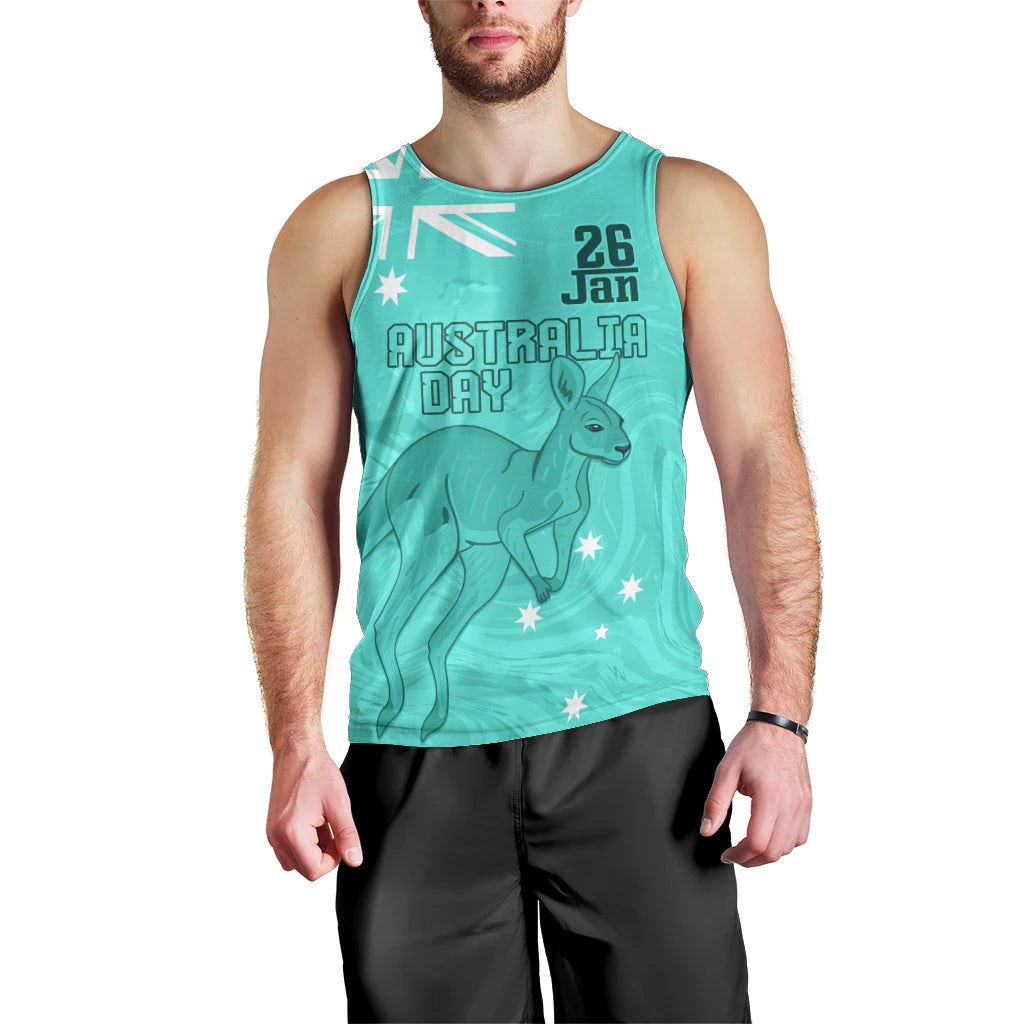 Personalised Matildas Australia Day Men Tank Top Proud To Be Tillies Turquoise Version - Vibe Hoodie Shop