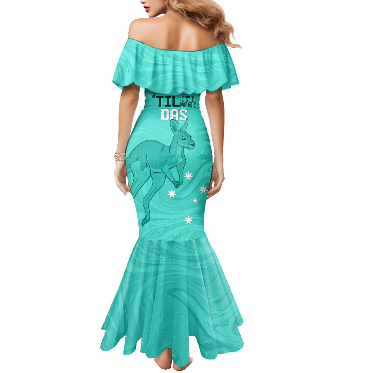 Personalised Matildas Australia Day Mermaid Dress Proud To Be Tillies Turquoise Version