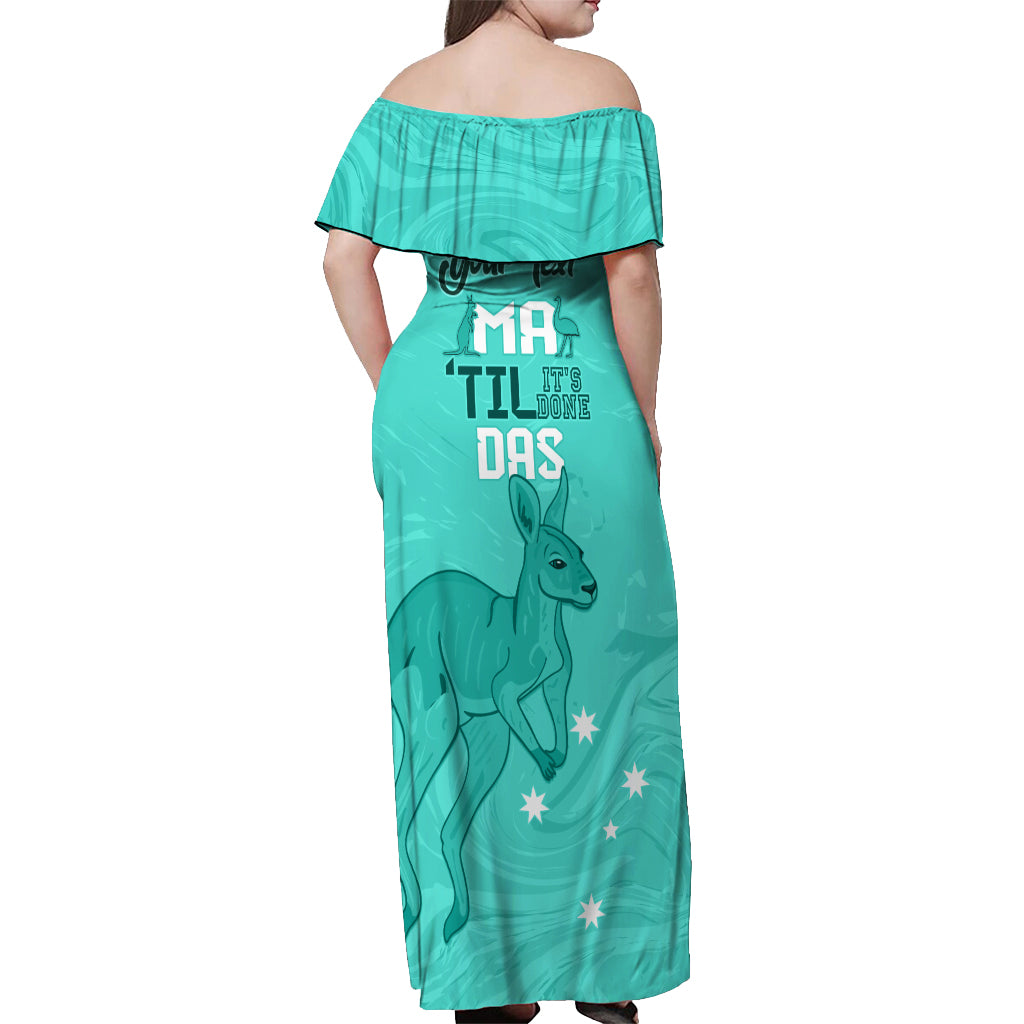 Personalised Matildas Australia Day Off Shoulder Maxi Dress Proud To Be Tillies Turquoise Version