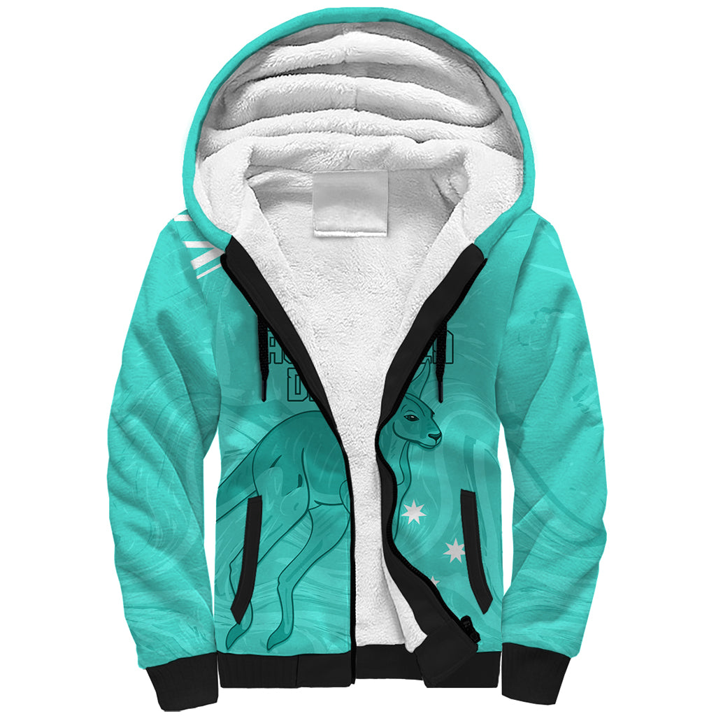 Personalised Matildas Australia Day Sherpa Hoodie Proud To Be Tillies Turquoise Version - Vibe Hoodie Shop