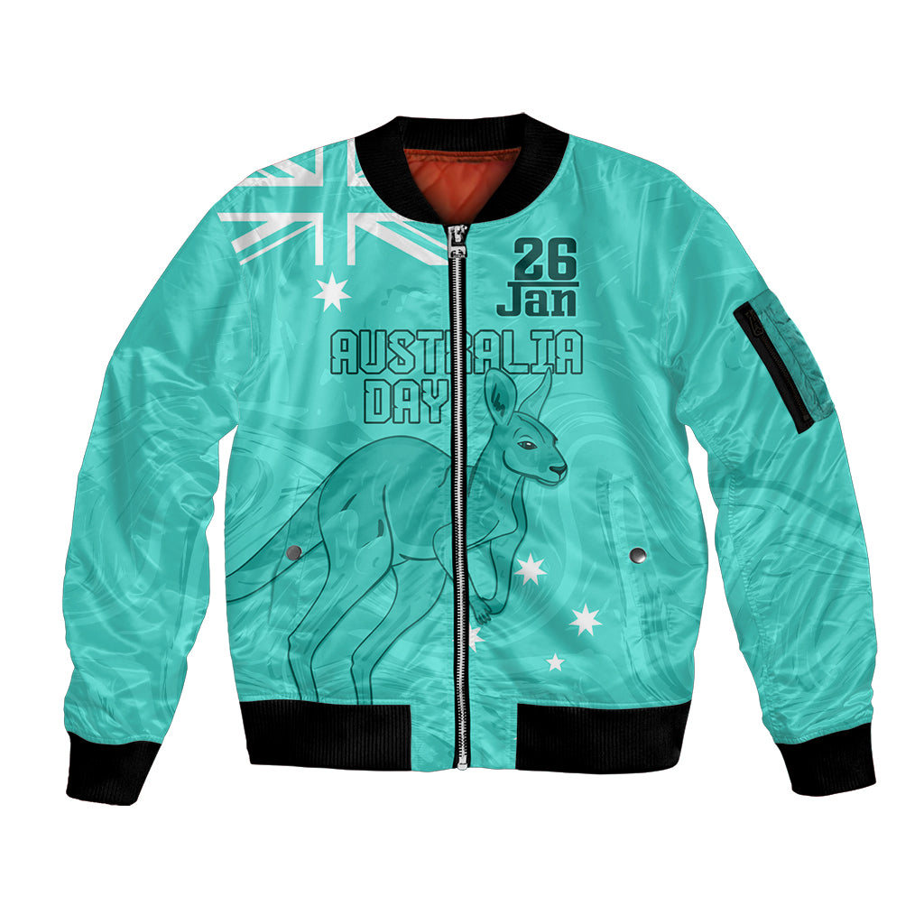 Personalised Matildas Australia Day Sleeve Zip Bomber Jacket Proud To Be Tillies Turquoise Version