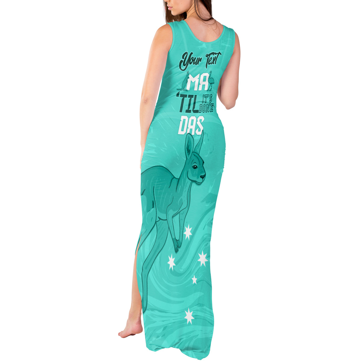 Personalised Matildas Australia Day Tank Maxi Dress Proud To Be Tillies Turquoise Version