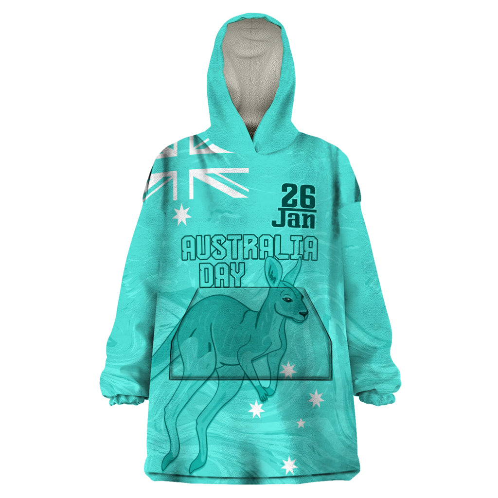 Personalised Matildas Australia Day Wearable Blanket Hoodie Proud To Be Tillies Turquoise Version - Vibe Hoodie Shop