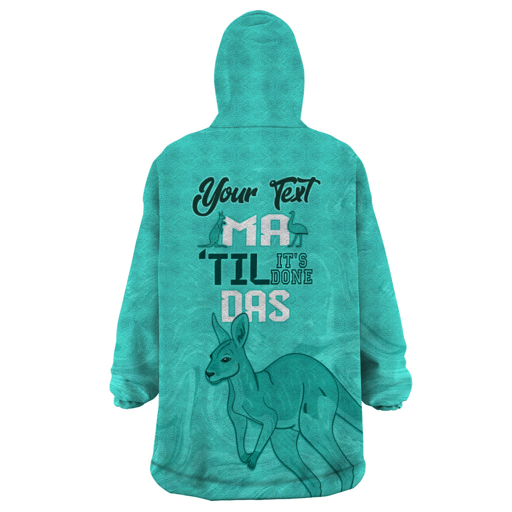 Personalised Matildas Australia Day Wearable Blanket Hoodie Proud To Be Tillies Turquoise Version - Vibe Hoodie Shop