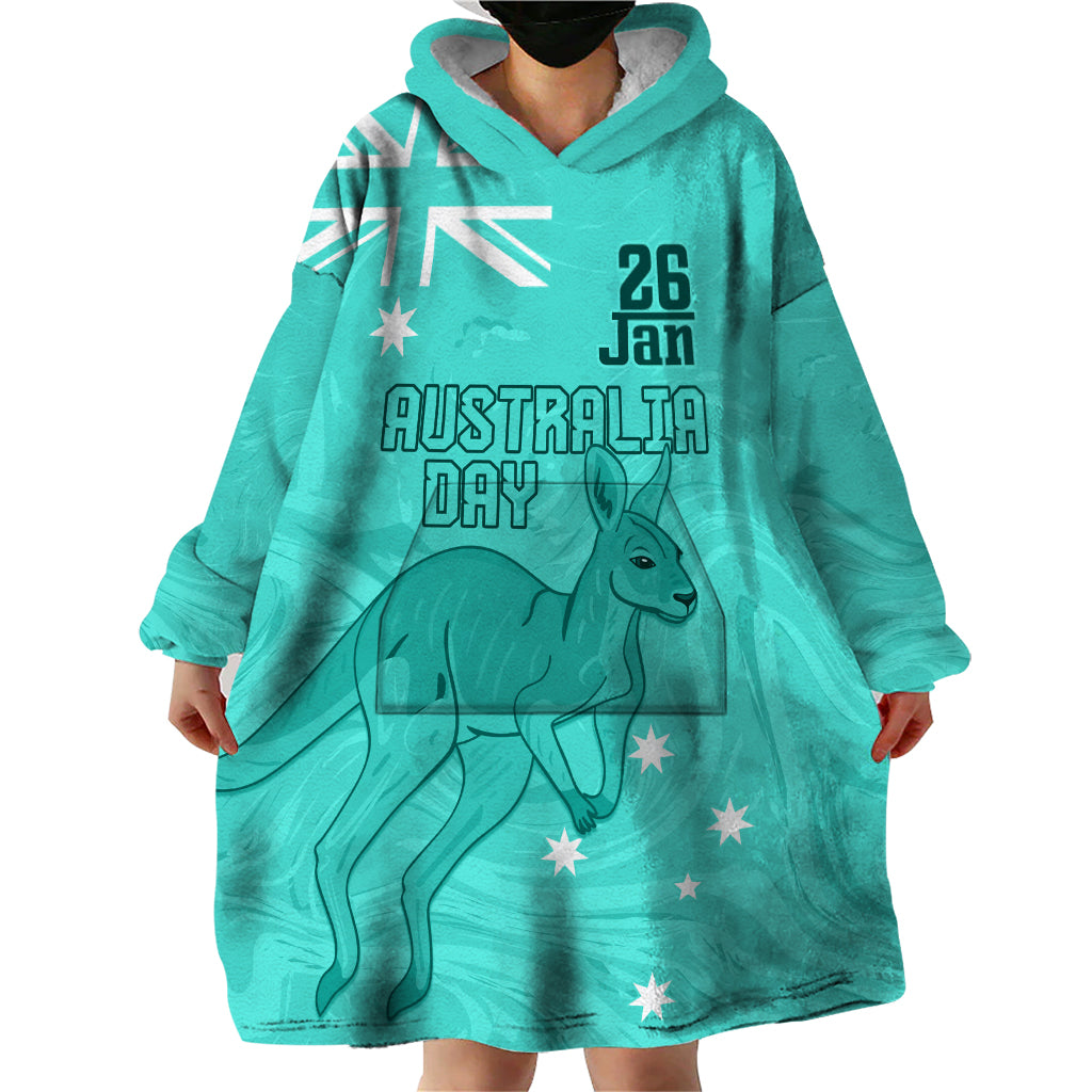 Personalised Matildas Australia Day Wearable Blanket Hoodie Proud To Be Tillies Turquoise Version - Vibe Hoodie Shop