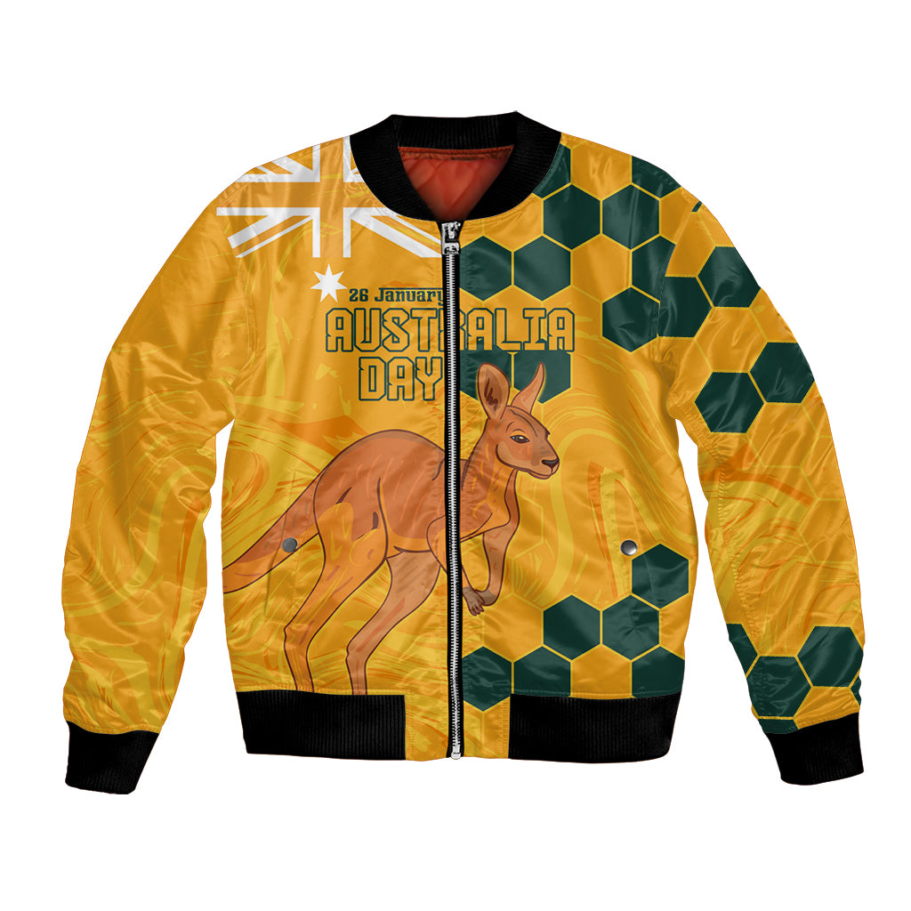 Custom Australia Day Soccer Socceroos Bomber Jacket We Are One And Free - Vibe Hoodie Shop