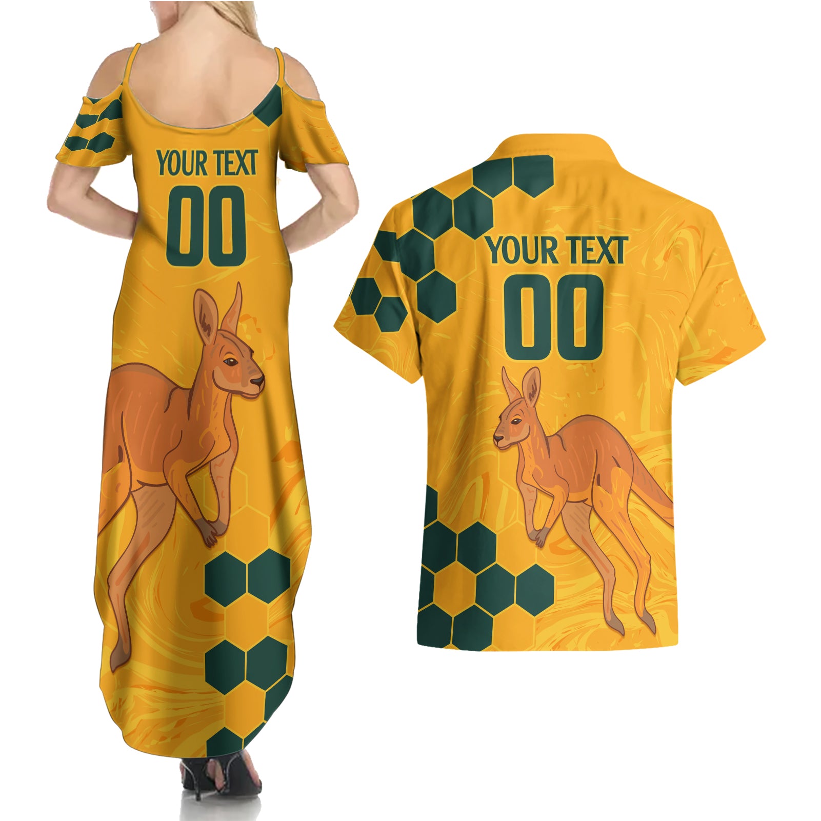 Custom Australia Day Soccer Socceroos Couples Matching Summer Maxi Dress and Hawaiian Shirt We Are One And Free