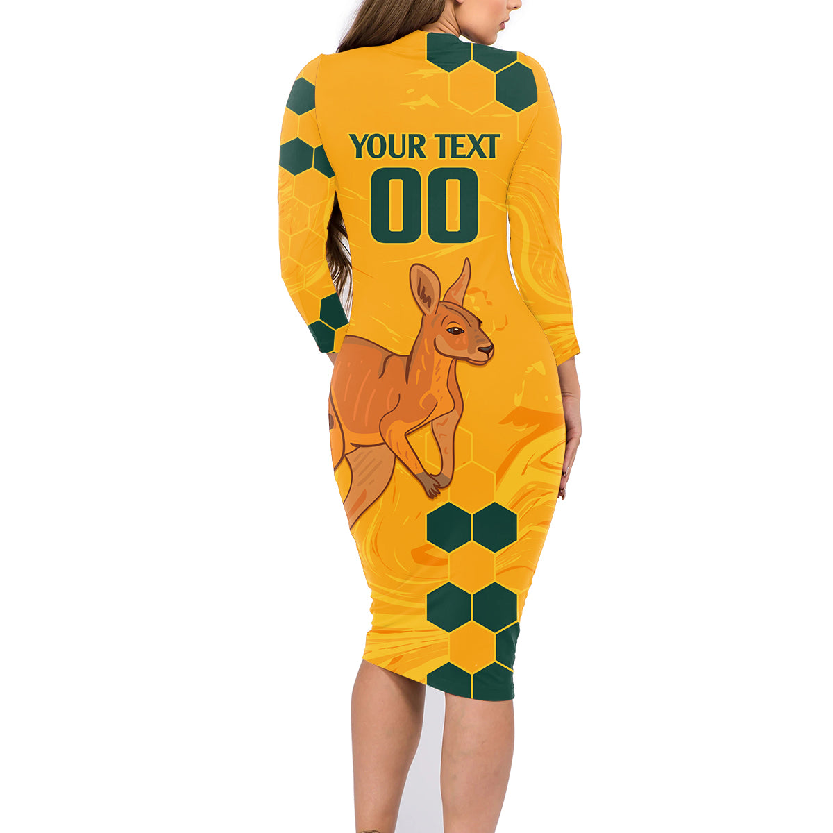 Custom Australia Day Soccer Socceroos Family Matching Long Sleeve Bodycon Dress and Hawaiian Shirt We Are One And Free