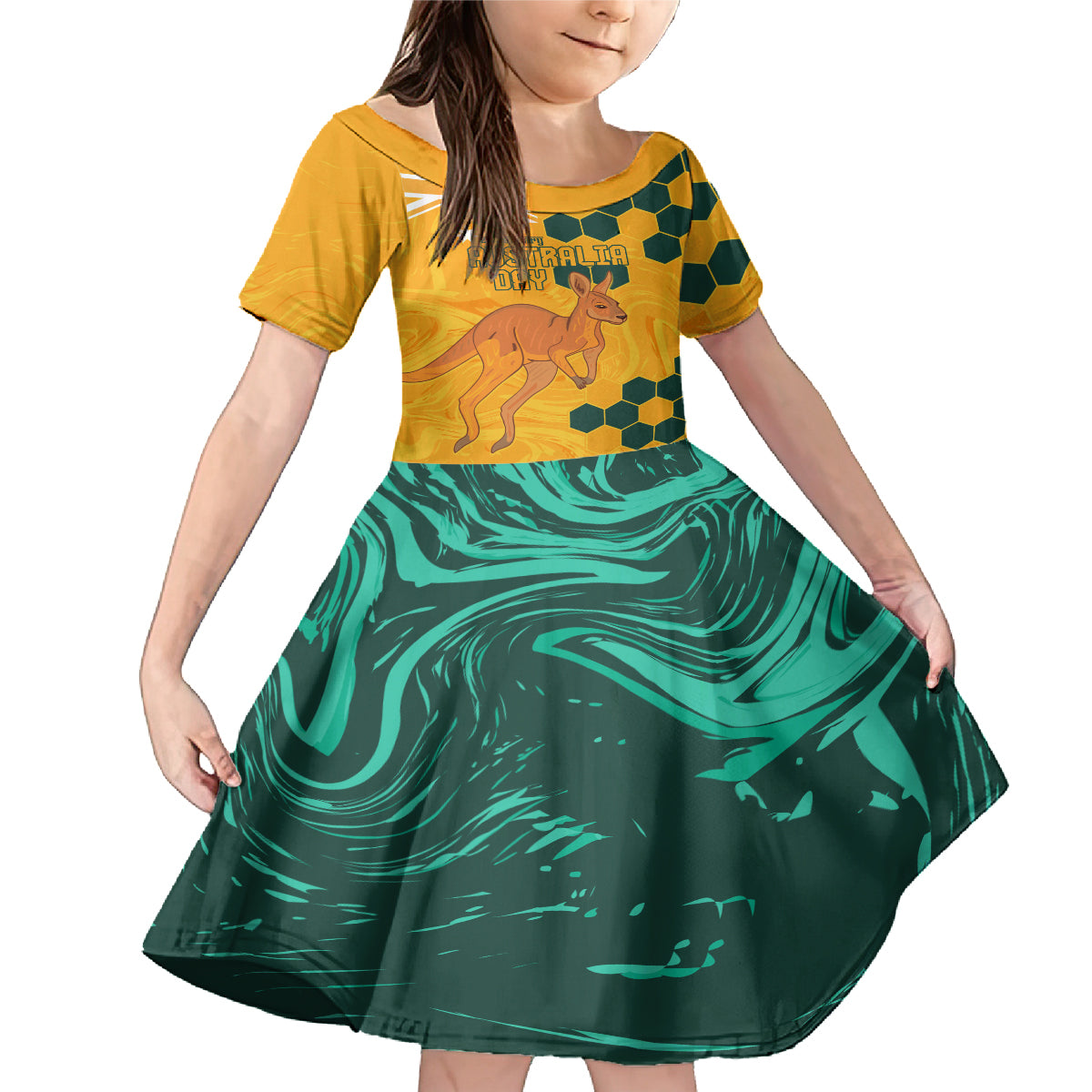 Custom Australia Day Soccer Socceroos Family Matching Mermaid Dress and Hawaiian Shirt We Are One And Free