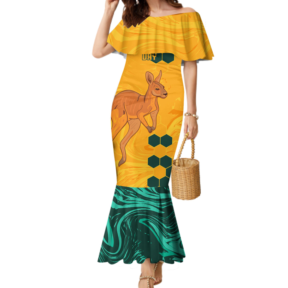 Custom Australia Day Soccer Socceroos Family Matching Mermaid Dress and Hawaiian Shirt We Are One And Free