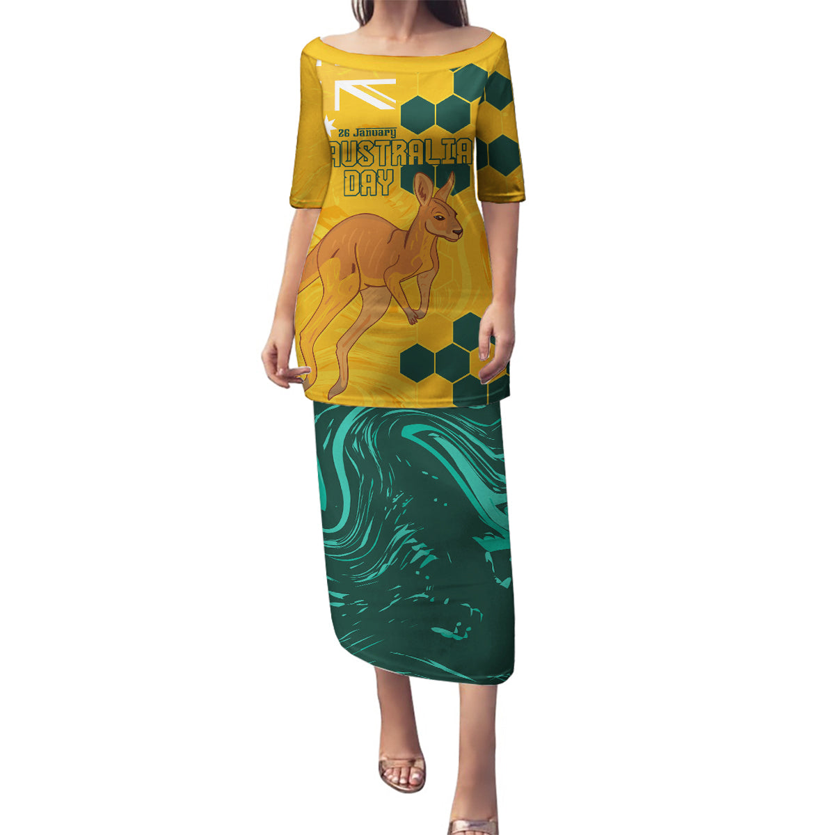 Custom Australia Day Soccer Socceroos Family Matching Puletasi and Hawaiian Shirt We Are One And Free