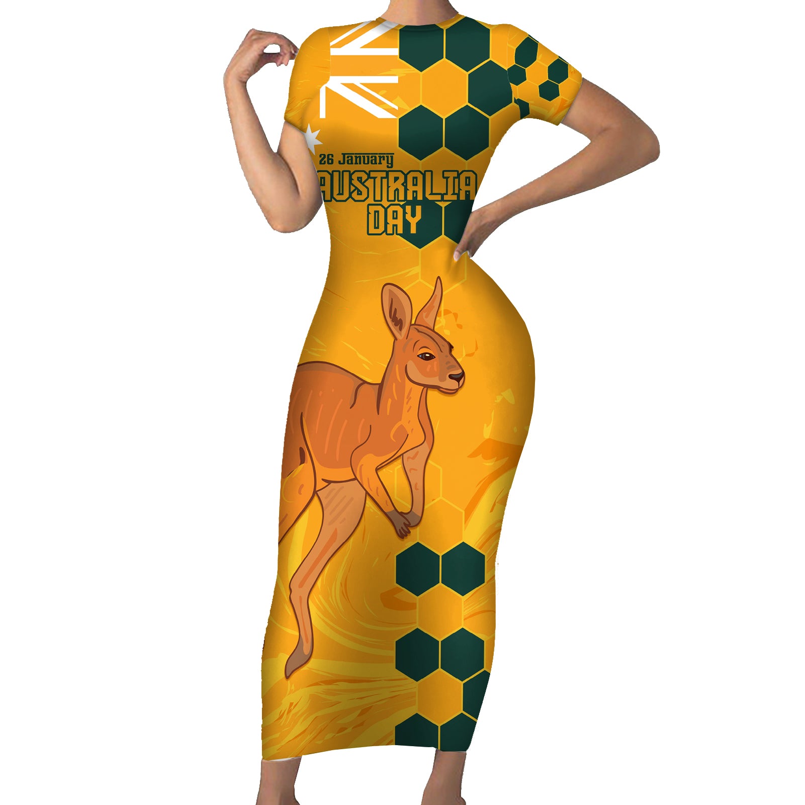 Custom Australia Day Soccer Socceroos Family Matching Short Sleeve Bodycon Dress and Hawaiian Shirt We Are One And Free