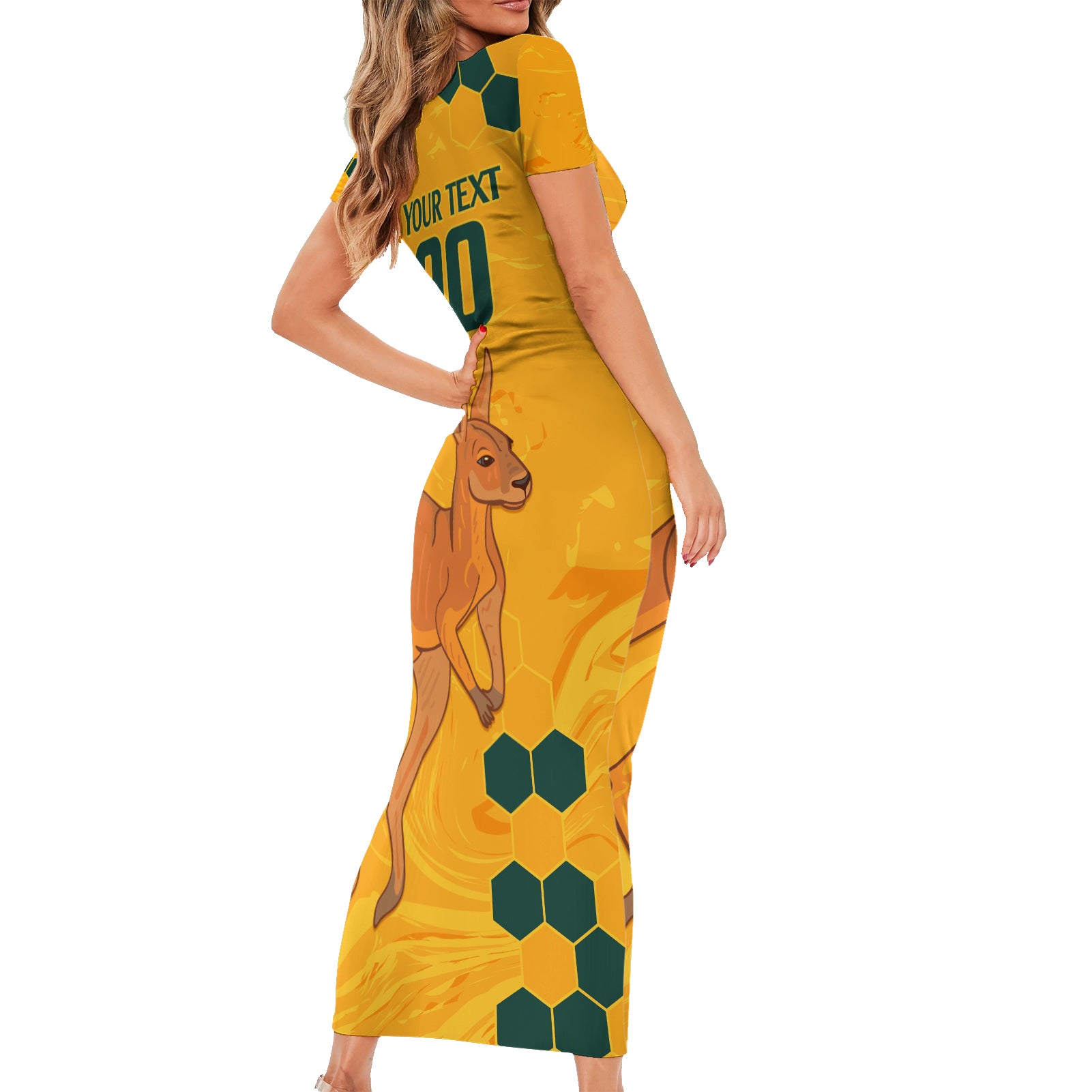 Custom Australia Day Soccer Socceroos Family Matching Short Sleeve Bodycon Dress and Hawaiian Shirt We Are One And Free