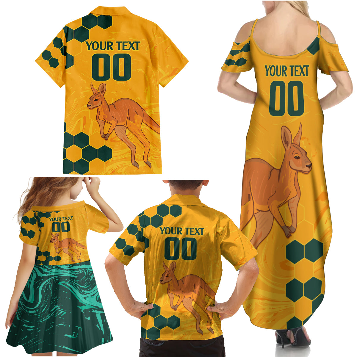 Custom Australia Day Soccer Socceroos Family Matching Summer Maxi Dress and Hawaiian Shirt We Are One And Free