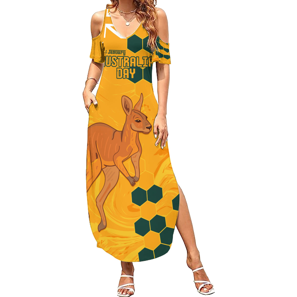 Custom Australia Day Soccer Socceroos Family Matching Summer Maxi Dress and Hawaiian Shirt We Are One And Free