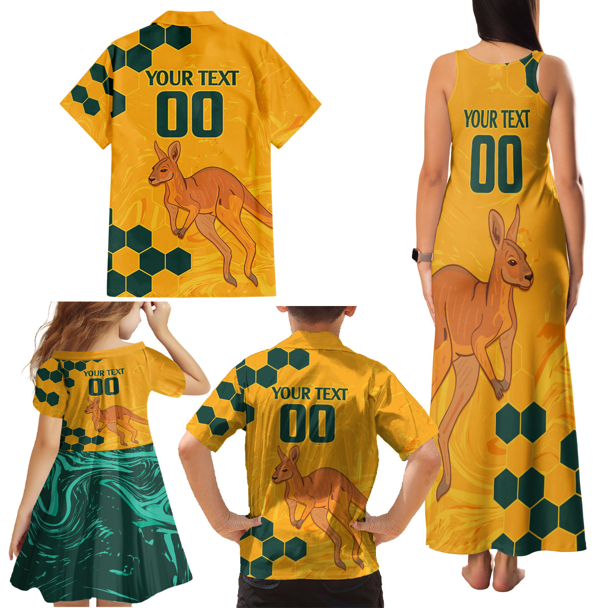 Custom Australia Day Soccer Socceroos Family Matching Tank Maxi Dress and Hawaiian Shirt We Are One And Free